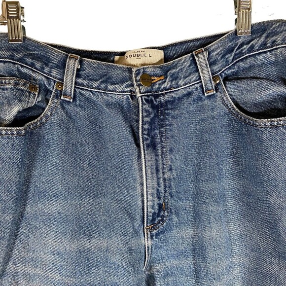 Vintage LL Bean Flannel Lined Relaxed Fit Double‎ L Jeans Size 16 Y2K Baggy Mom - Picture 6 of 10